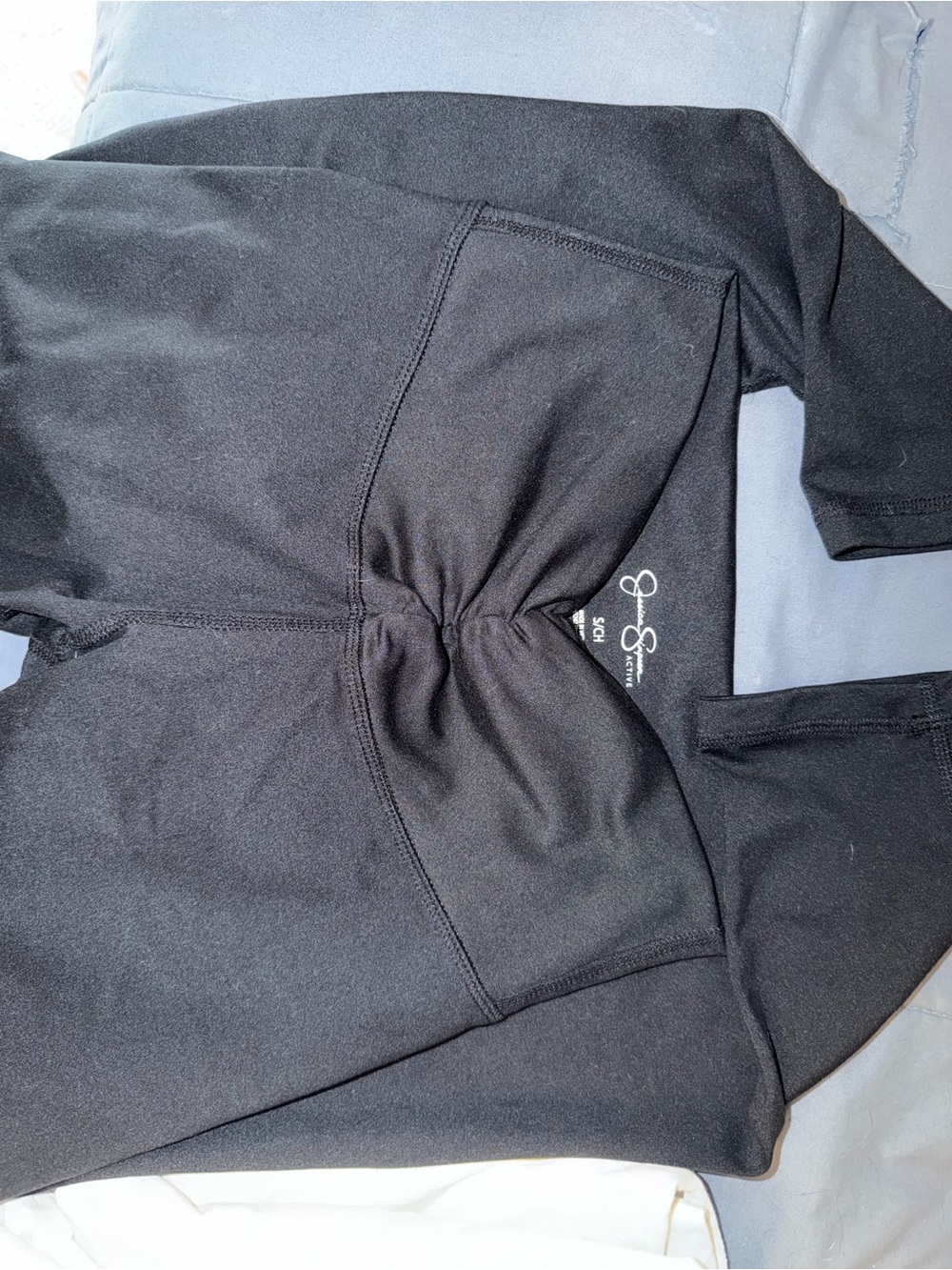 Black Active Crop Top with Ruched Front